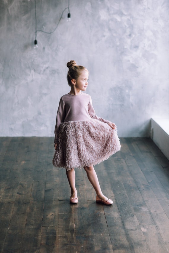 Blush Flower Girl Dress Long Sleeve Jr Bridesmaid Dresses Dusty