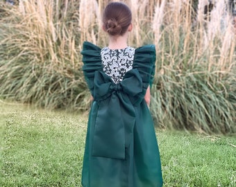 Nœud de robe de demoiselle d'honneur vert forêt, robe de demoiselle d'honneur bohème, robe de demoiselle d'honneur bohème, robe de premier anniversaire