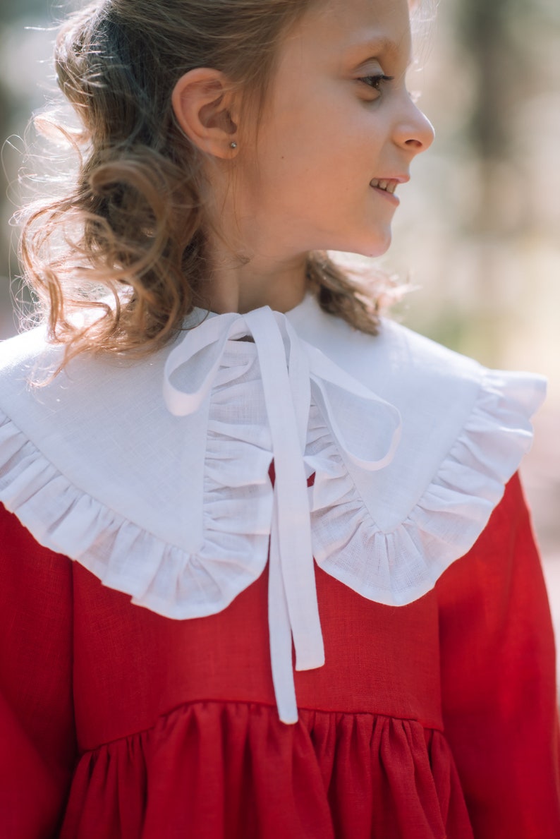 Toddler girl christmas red and white dress with long sleeves image 5