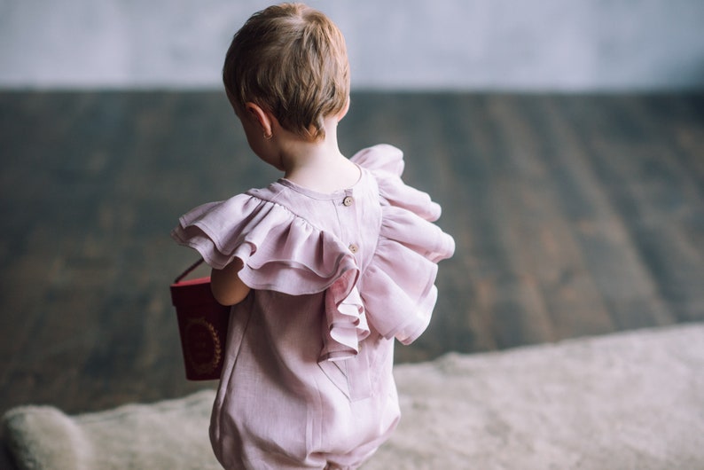 Bubble Romper Baby Girl Rompers Baby Linen Romper Christening Etsy