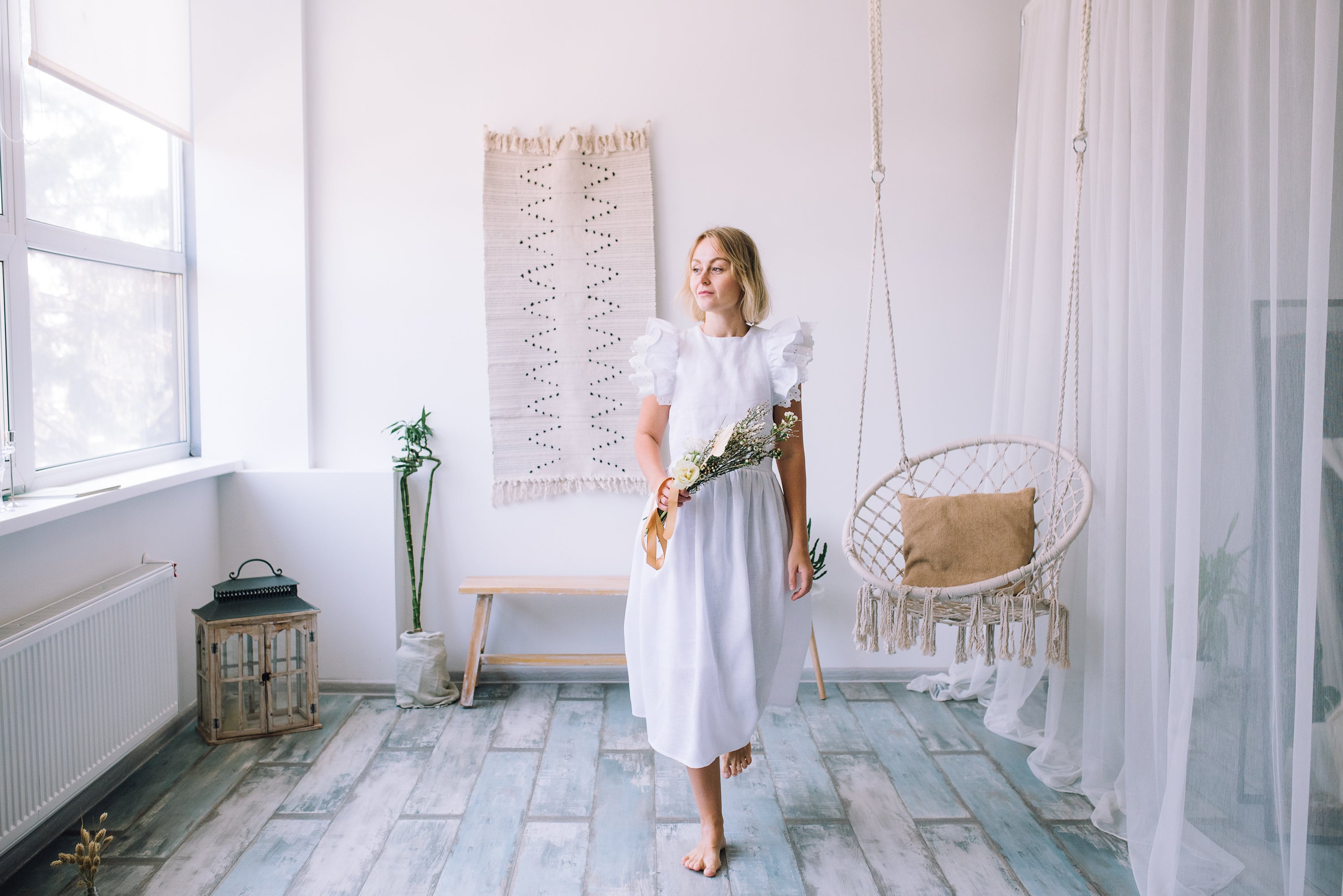 Daylight Dress in White with Lining