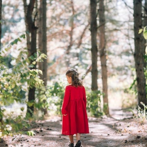 Toddler girl christmas red and white dress with long sleeves image 4