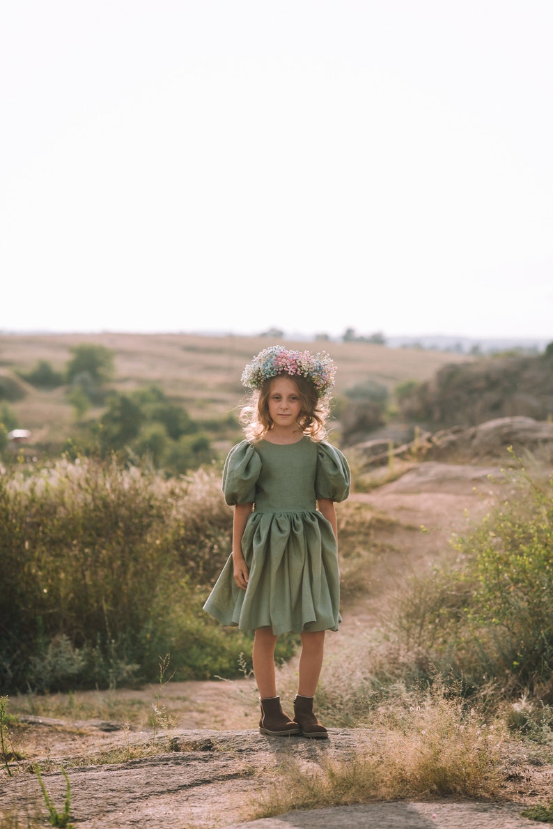 Sage Green Boho Flower Girl Dress Boho First Birthday Outfit Etsy Canada