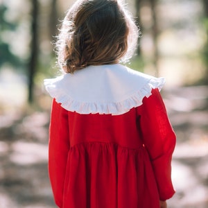 Toddler girl christmas red and white dress with long sleeves image 7