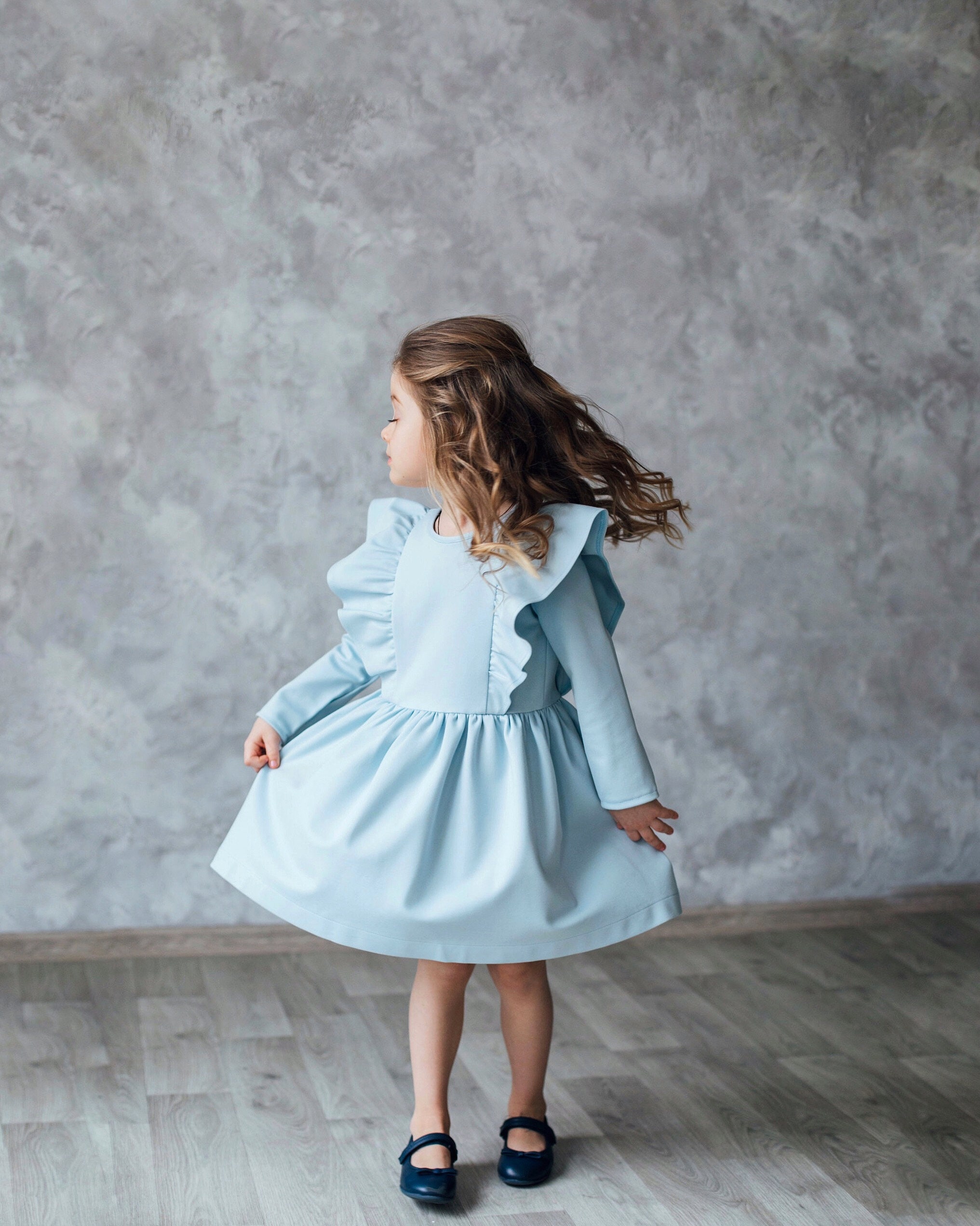 Sage Green Sequin Puffy Flower Girl Dress