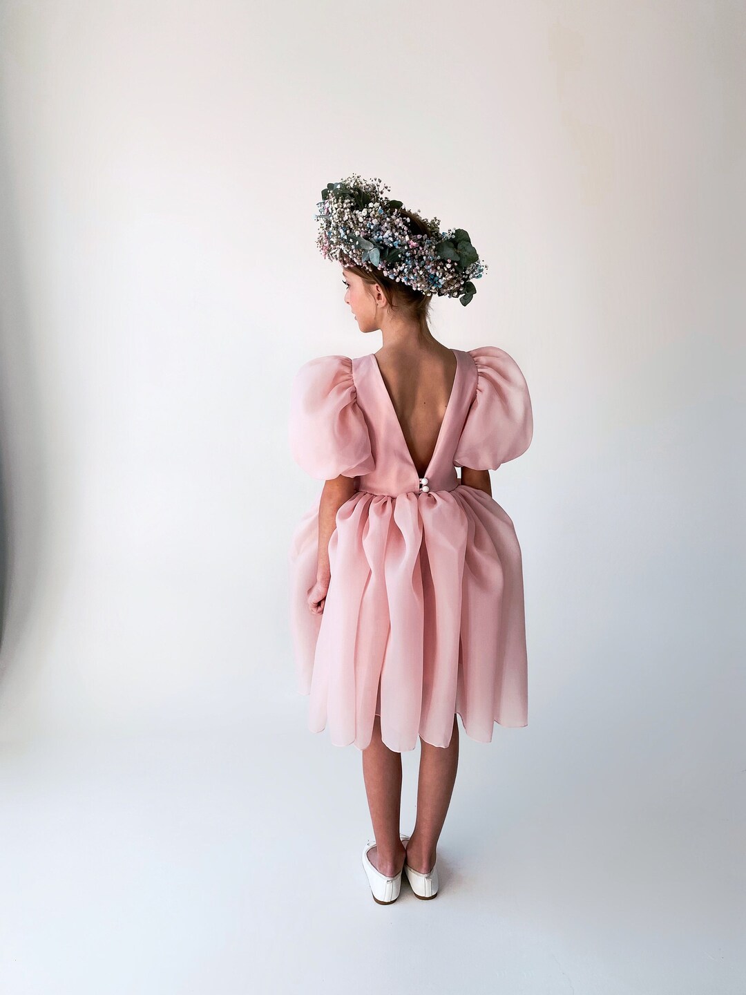 Kids Blush Lace Detail Dress