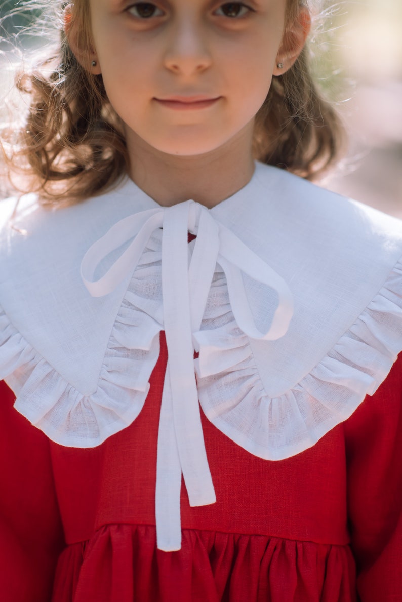 Toddler girl christmas red and white dress with long sleeves image 9