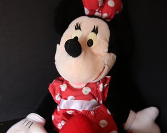 Vintage DISNEY MINNIE MOUSE Applause Stuffed Animal Plush Doll Red Dress