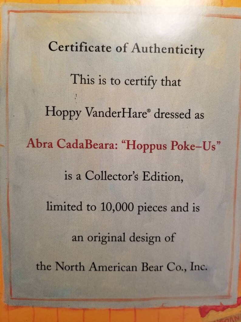 Hoppus Poke-Us Abra Cadabeara Hoppy VanderHare Hoppy Magician Collector/'s Edition