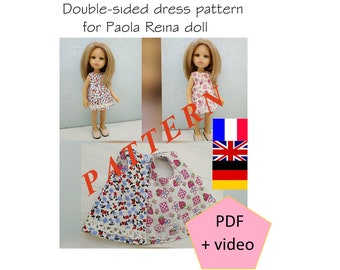 Modèle de poupée Paola Reina de modèle de tenue de robe double face pour une autre poupée de 13 pouces