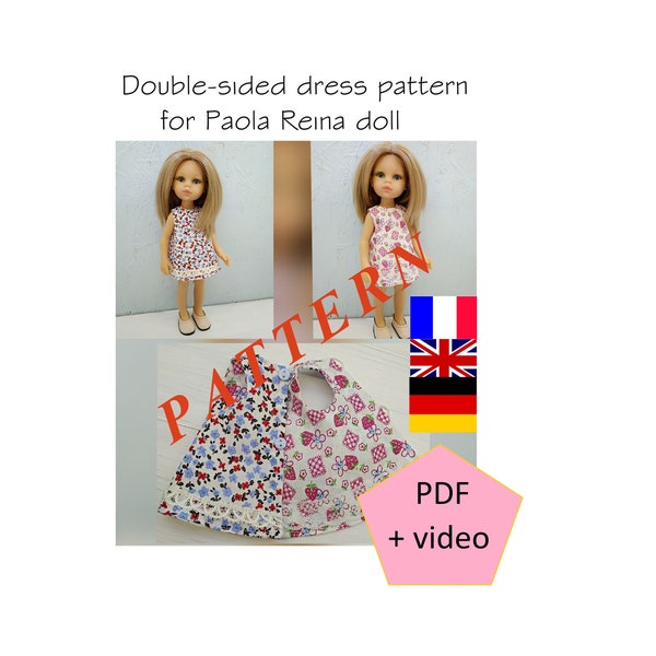 Paola Reina doll pattern of double-sided dress outfit pattern for another 13-inch doll