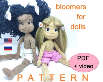 Bloomers for dolls Crochet Pattern doll accessories fashion clothes digital file