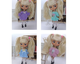 crochet spring dress for Blythe dolls accessories beautiful doll outfit