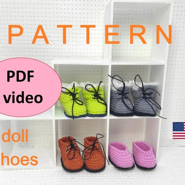 PATTERN 3 in 1 Doll boots and shoes crocheted accessories for dolls Paola Reina pdf  shoes and boots