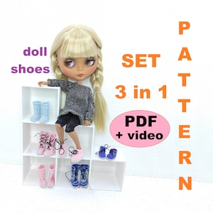PATTERN SET 3 in 1 Blythe dolls crochet shoes