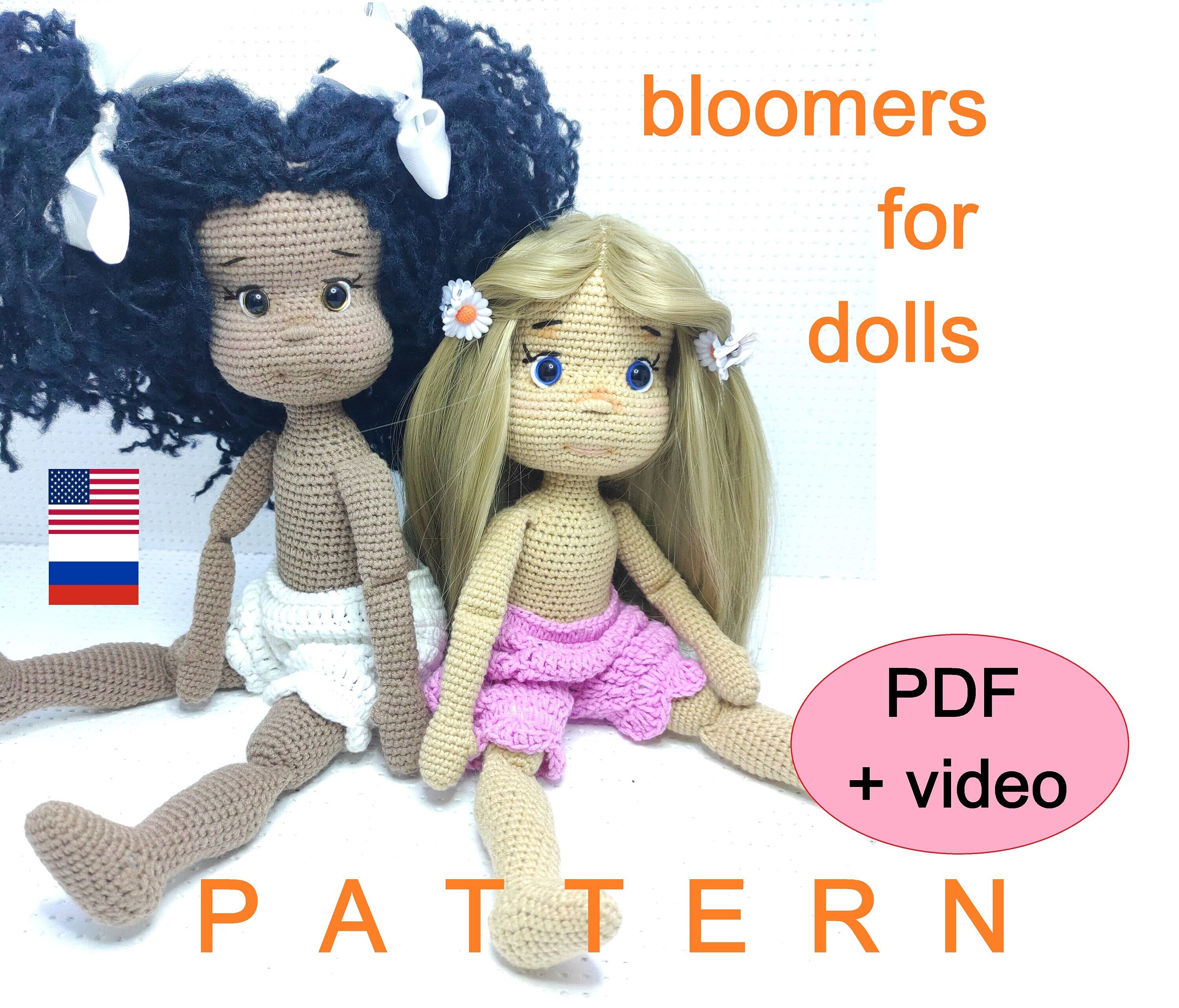 Crochet White & Light Blue Doll Shorts/ Underwear