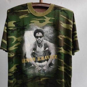 Lenny Kravitz ￼WORLD TOUR 1998 Tシャツ 1998 Lenny Kravitz World Tour Single Stitch Camo Tee - Etsy