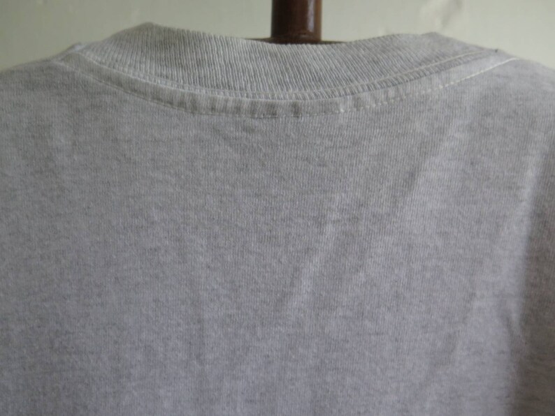 May include: A plain grey t-shirt with a ribbed crew neck.