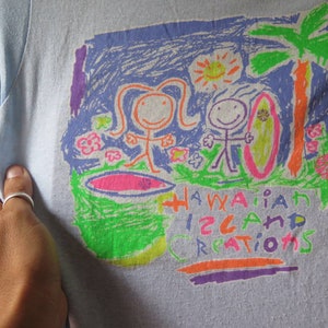 Vintage Hawaiian Islands Creations T Shirt 80s HIC Surf T Shirt 50/50 Petite Hand Drawing Vintage Surf Wear 80s Surfing Tee Soft Thin