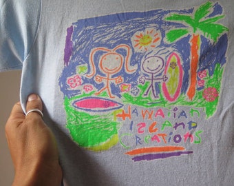 Vintage HIC Surf-T-shirt: 80s Hawaiian Islands Creations-T-shirt (petite)