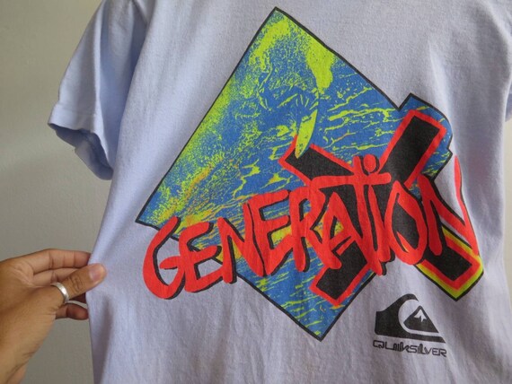 80s Quiksilver クイックシルバー Tシャツ オールドサーフ USA QUIKSILVERクイックシルバー メキシコ製 オールドサーフプリント