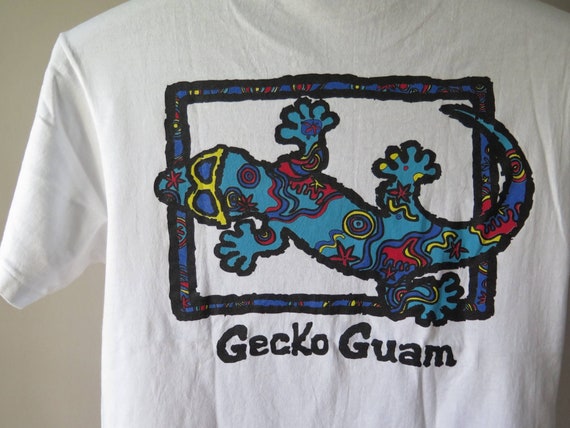 vintage surf tshirt gecko guam tshirt 90s surfing… - image 3