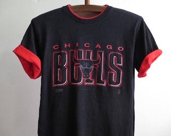 Vintage Chicago Bulls T Shirt 1991 Chicago Bulls Salem Sportswear L Size Vintage Basketball T Shirt Michael Jordan 90s Fashion Black and Red