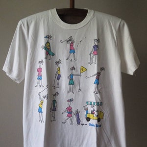 vintage Golf T Shirt Golf Cartoon Juli Orignal Designs 1989 Golf Painting Tee Pop Art vintage Art T Shirt Artist Tee