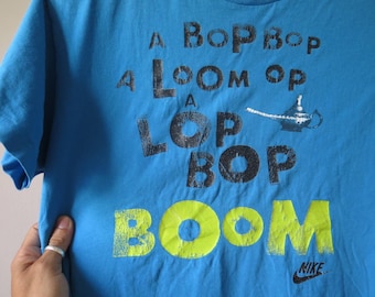 VIntage Nike camiseta Mars Blackmon Michael Jordan Spike Lee camiseta rara 90s Nike camiseta A Bop Bop A Loom Op A Lop Bop Boom