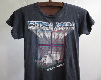 Vintage Elton John Tour T-Shirt: 80er Pop Rock Single Stitch Tee