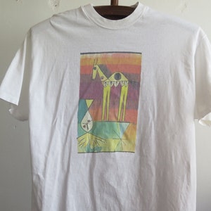 Vintage Paul Klee T-Shirt Paul Klee Kunstwerk seltener Künstler T-Shirt Expressionismus Kubismus Surrealismus Tier abstrakte Malerei T-Shirt 90er Jahre Kunst T-Shirt