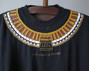 AIDA Lyric Opera of Chicago USA vintage 80s tee Egyptian Stage Performance Theatre printed T-shirt Single stitch Rare