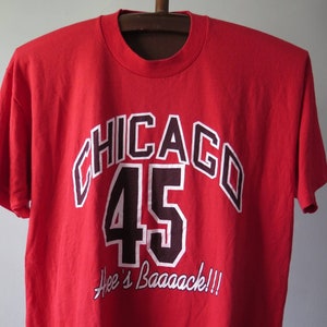 vintage michael jordan tshirt 45 Jordan He's Back tshirt vintage chicago bulls tshirt 90s zeldzame basketbal nba 45 bulls tee enkele steek