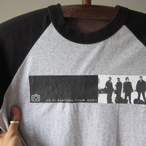 Vintage U2 T Shirt U2 Elevation Tour T Shirt 2001 Black and Gray Vintage Music T shirt All That You Can&#39;t Leave Alternative Rock XL Size