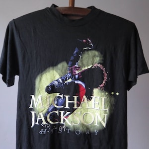 Vintage Michael Jackson T Shirt Michael Jackson History 1996 triumph international T Shirt King Of Pop T Shirt Black M size soft thin