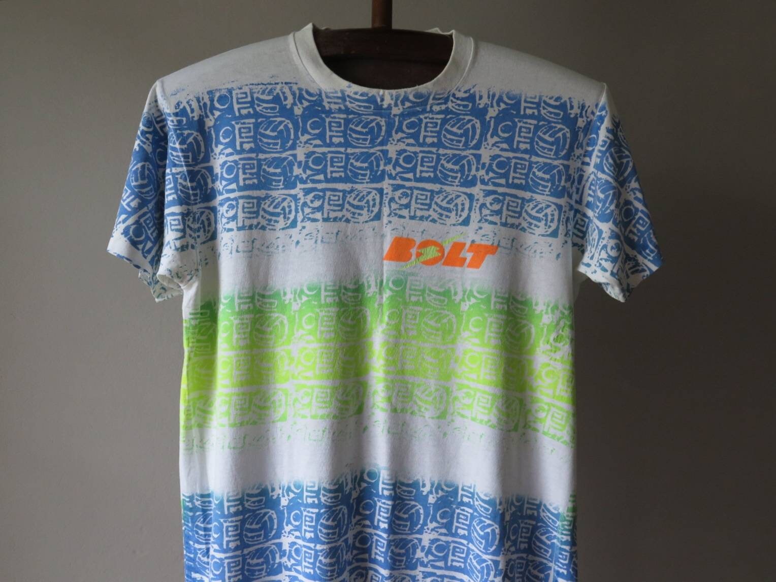 Vintage Lightning Bolt Surf T Shirt 80s 90s Over Print Surfing T