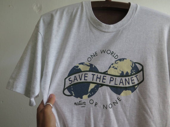 Vintage Save The Planet T-Shirt: 90s Earth Day Tee, Single Stitch L