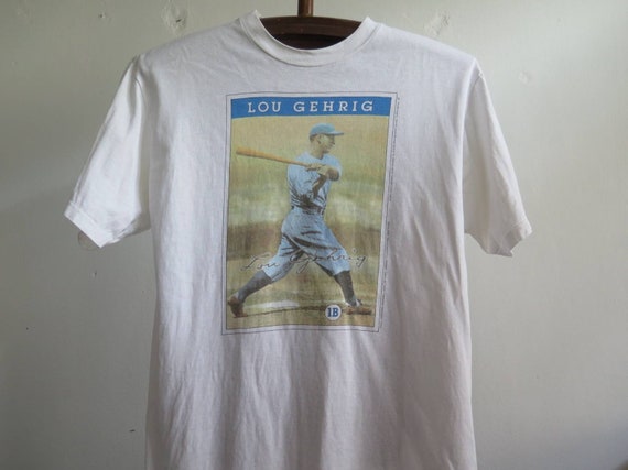 Vintage Lou Gehrig T Shirt Baseball Legends Photo National 