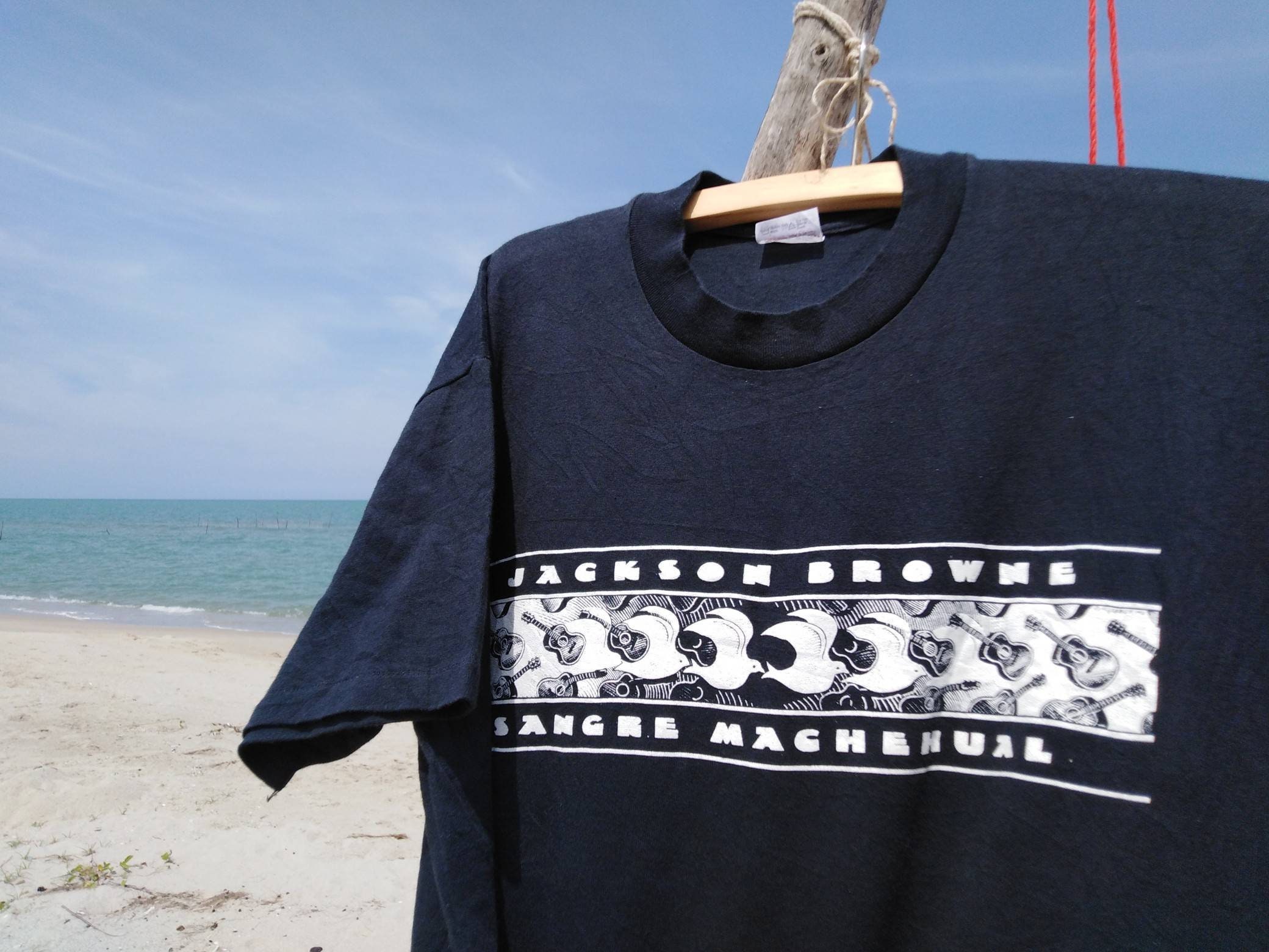 レア Jackson Browne Sangre Machehual シャツ Vintage Jackson Browne Tshirt Sangre Machehual Folk Rock