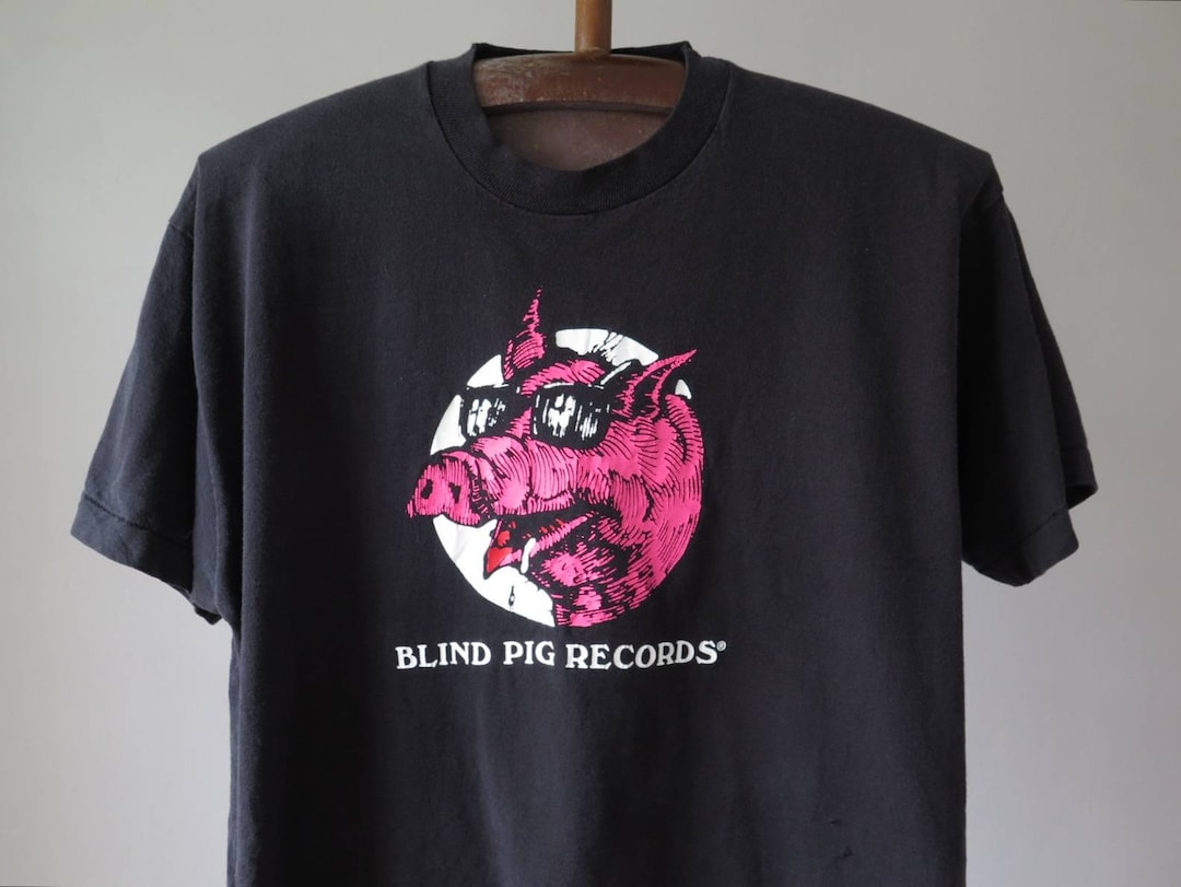 ヴィンテージ ブラインド ピッグ レコード T シャツ 80 年代 90