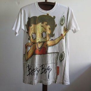 Vintage Betty Boop Camiseta 90s Betty Boop Overprint Camiseta Boop-Oop-a-Doop RARE Betty Boop Dibujos animados 90s moda Camiseta Single stitch