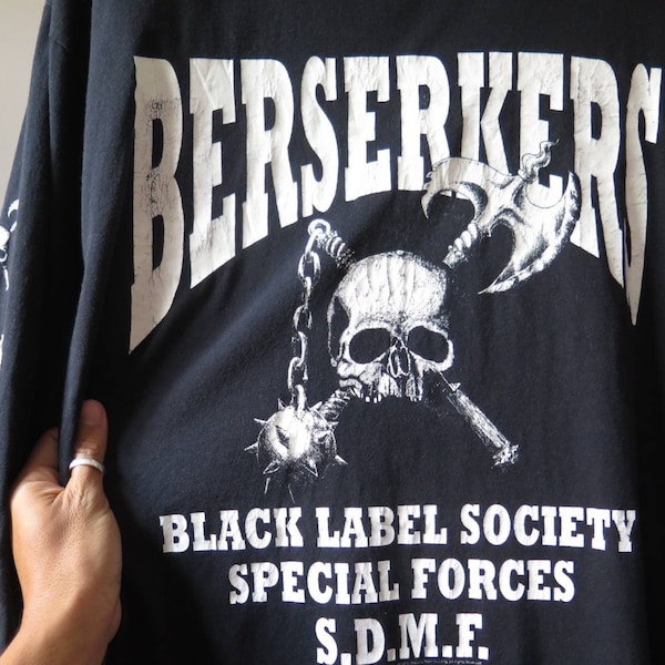 Black Label Society Long Sleeve Shirt 00s Black Label Society Berzerker T Shirt Heavy Metal Southern Metal Long Sleeve Shirt Black XL Size