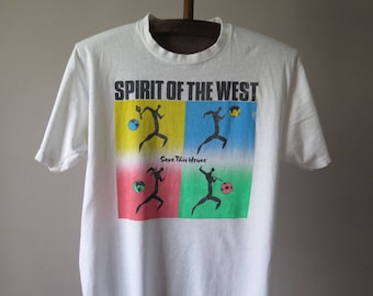 Vintage Spirit of the West Band T Shirt Spirit of the West Save This House 90s Rare Music T Shirt John Mann Single Stitch Loosen Collar