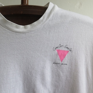 80s 90s Silence=Death project Pink triangle LGBTQ Come out wherever you are Gay Lesbian Rights AIDS activist movement printed T-shirt Rare