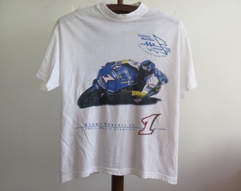 Vintage Kenny Roberts Jr T Shirt Kenny Roberts Jr Suzuki 500cc World Champion Motogp Grand Prix Motorcycle Racing Tee Road Racer arai Helmet
