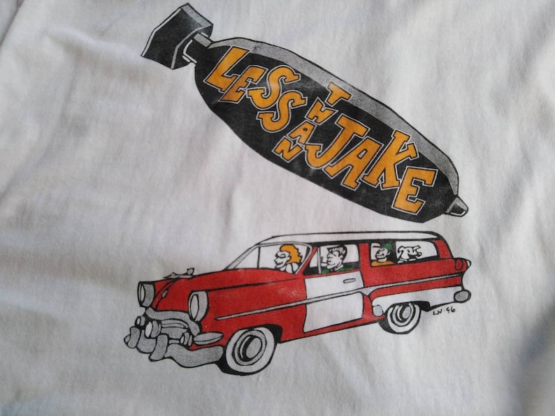 vintage less than jake tshirt ska punk tshirt pop punk tshirt punk rock tshirt 1996 white tshirt xl size