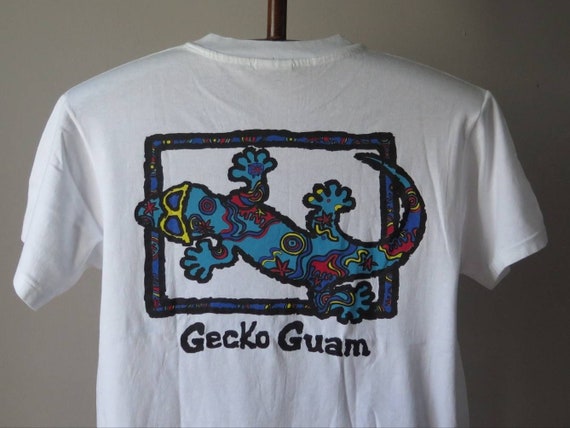 vintage surf tshirt gecko guam tshirt 90s surfing… - image 2