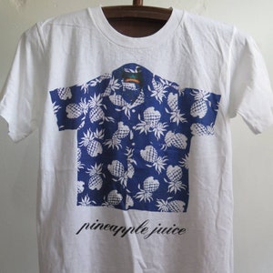 Vintage Pineapple Juice Hawaii T Shirt Photo Printer Blue Hawaiian Shirt 90s Single Stitch Vintage Beach Wear Vintage Surf Wear