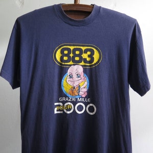 Vintage 883 Max Pezzali T Shirt Grazie Mille 2000 Tour 883 Italien Pop Europop Rare Music Tee Single Stitch Max Pezzali T Shirt