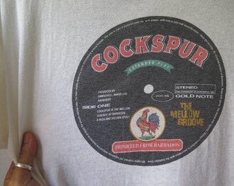 Vintage Cockspur Rum T Shirt Vinyl label Graphic The Mellow Groove label Record T shirt Graphic 90s T Shirt